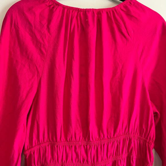 Universal Thread Women's Pink Tie-Front Puff Sleeve Midi Dress - Small - NWT - Picture 6 of 11